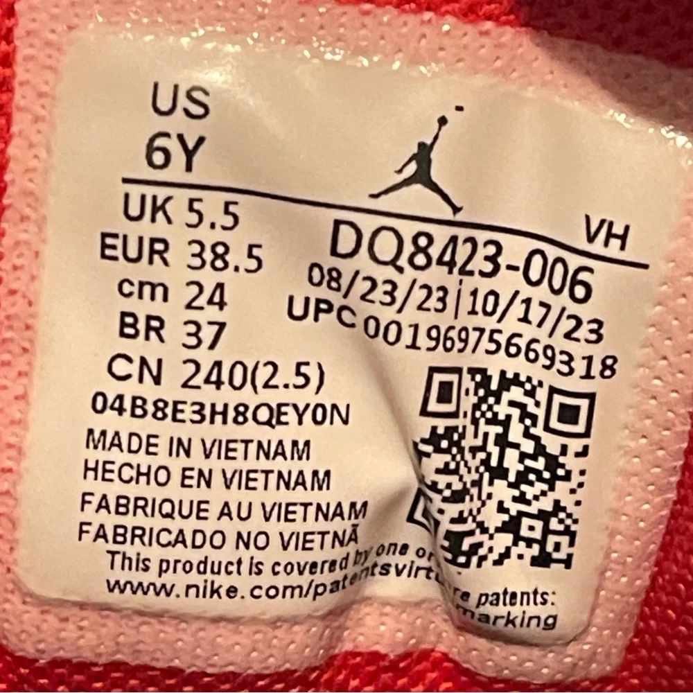 Nike AIR JORDAN CEMENT GRAY Red and White Athletic Shoes BIG BOY Size 6Y